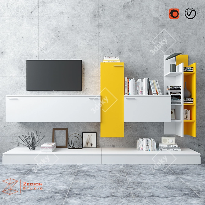 Sleek Wall Storage Solution 3D model image 1