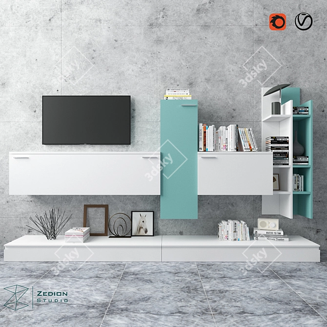 Sleek Wall Storage Solution 3D model image 2