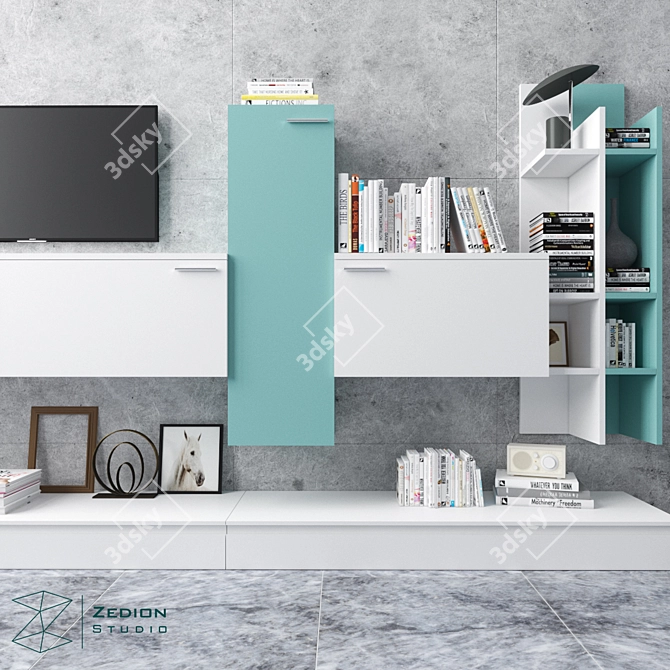 Sleek Wall Storage Solution 3D model image 3