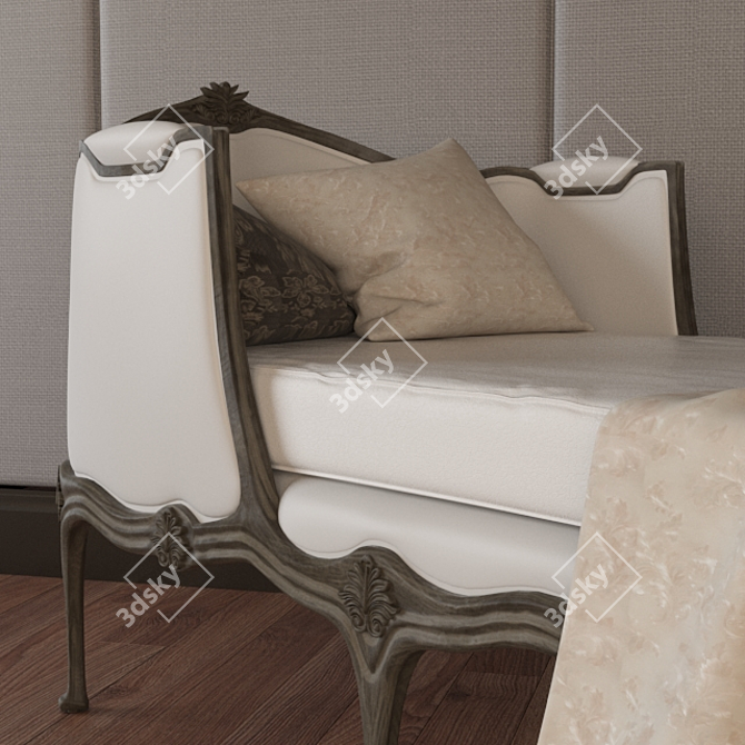 Antique White Eloquence Louis Chaise 3D model image 2