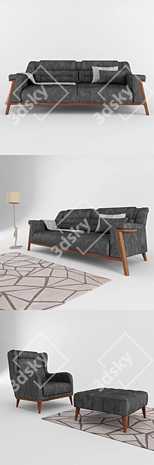 Modern Couple Sofa Set 3D model image 2