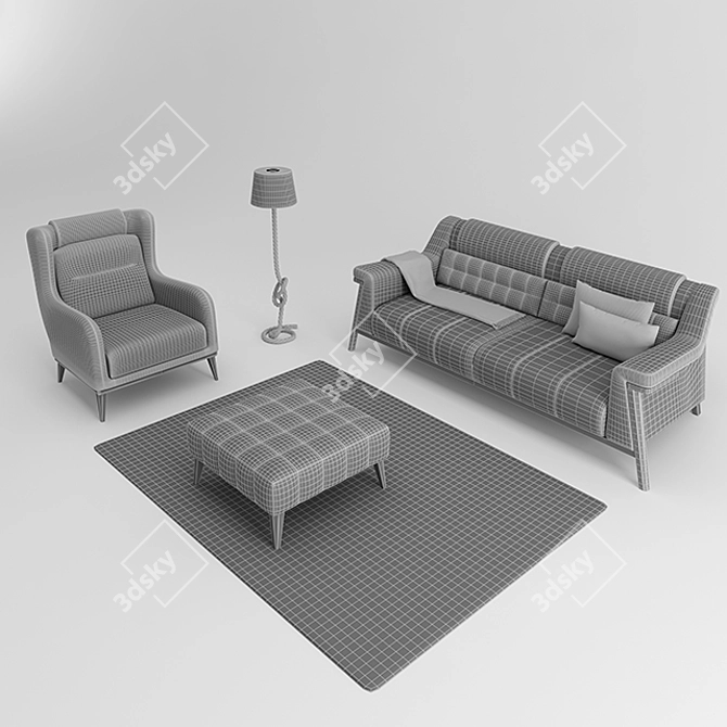 Modern Couple Sofa Set 3D model image 3