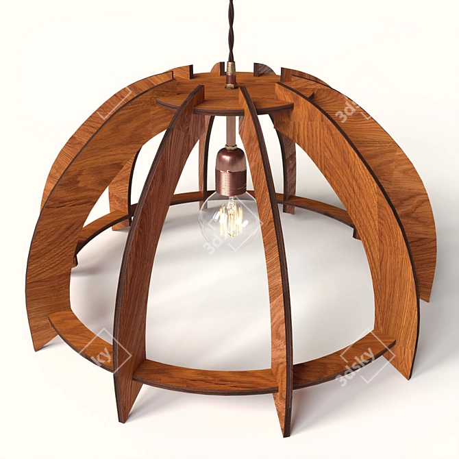 Albero Loft Wooden Chandelier 3D model image 1