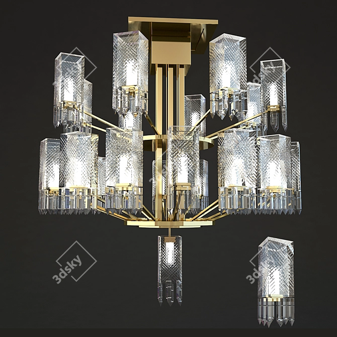 Elegant Crystal Chandelier 3D model image 2