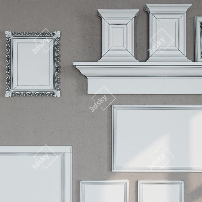 Vintage Frame Set: Textured, OBJ included 3D model image 3