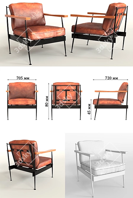 Luxury Brighton Leather Armchair 3D model image 2