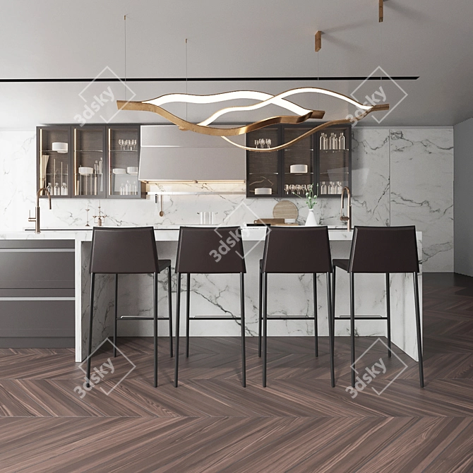 Scavolini Carattere Kitchen: Elegant, Modern, and Functional 3D model image 2