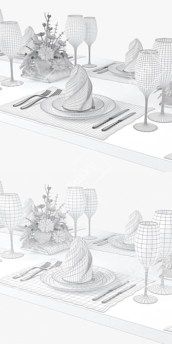 Elegant Table Setting for Any Occasion 3D model image 3