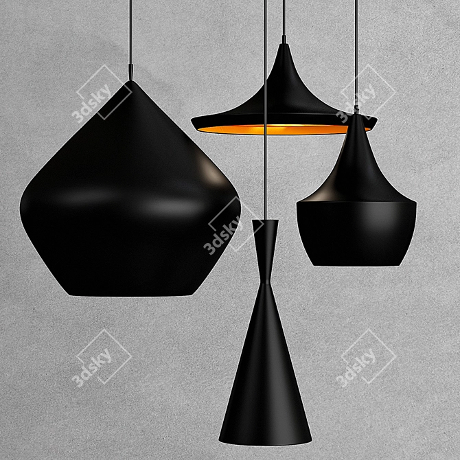 Elegant TOM DIXON Pendant: Black & Copper 3D model image 1