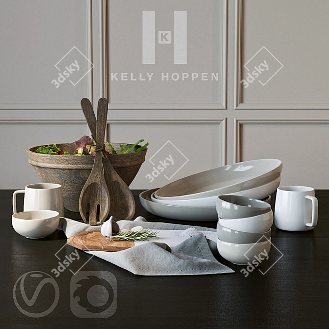 Elegant Kelly Hoppen Tableware Set 3D model image 1