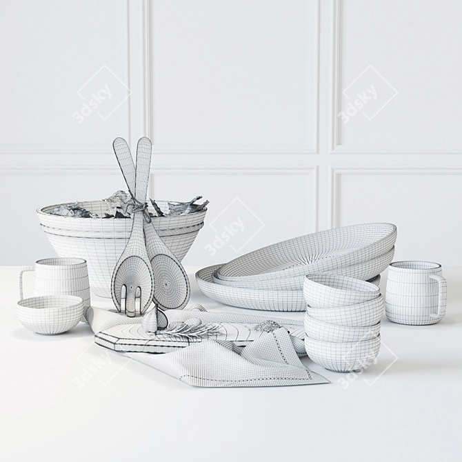 Elegant Kelly Hoppen Tableware Set 3D model image 3