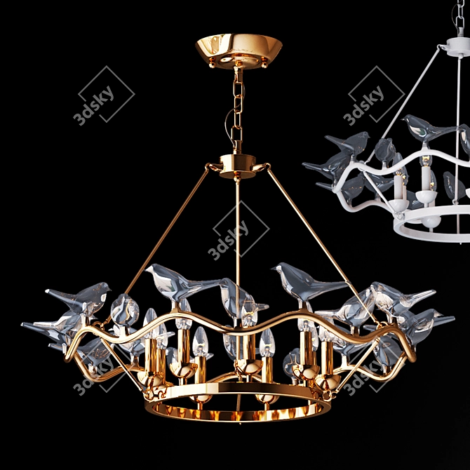 Golden Birdcage Chandelier 3D model image 1