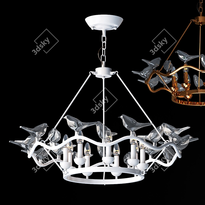 Golden Birdcage Chandelier 3D model image 2