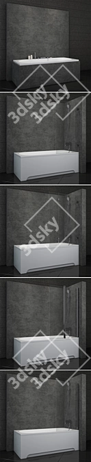 Ravak City Bathtub with 4 Included Curtains 3D model image 2