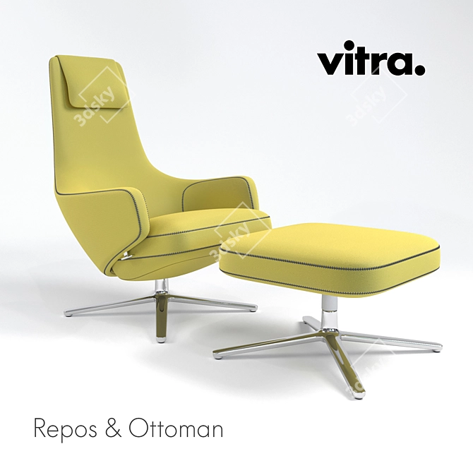 Elegant Vitra Repos with Ottoman 3D model image 1