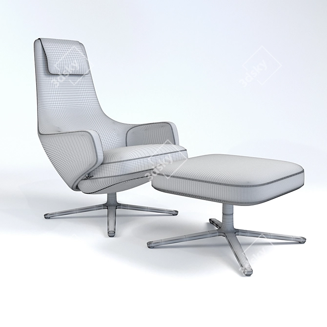 Elegant Vitra Repos with Ottoman 3D model image 2