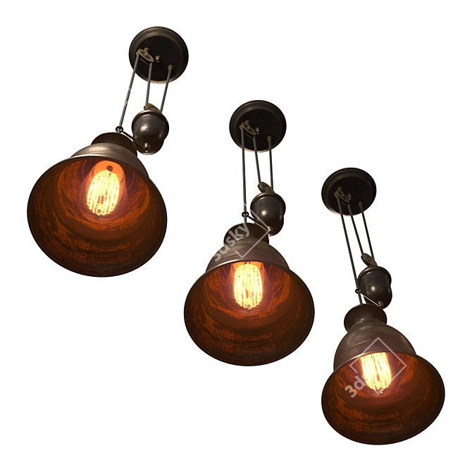 Rustic Bronze Farmhouse Pendant 3D model image 2