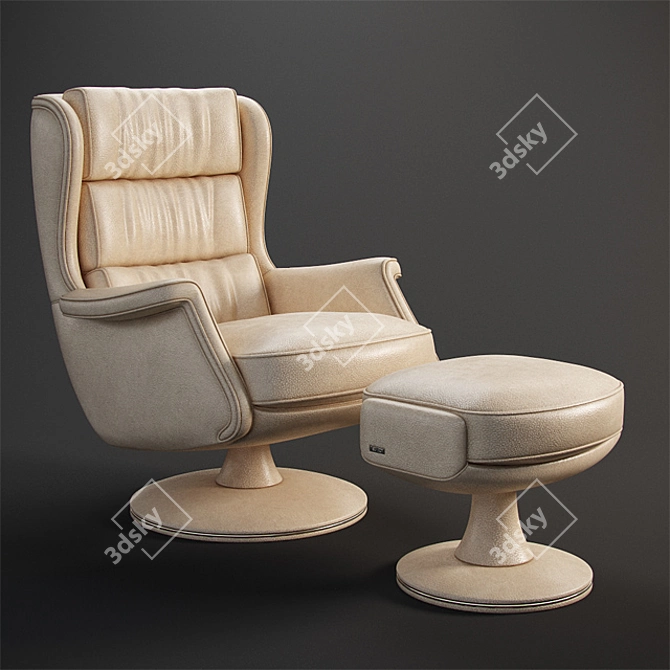 Luxury Leather Swivel Armchair 3D model image 1