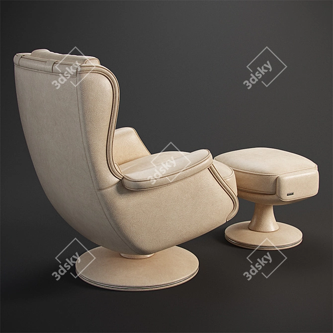 Luxury Leather Swivel Armchair 3D model image 2