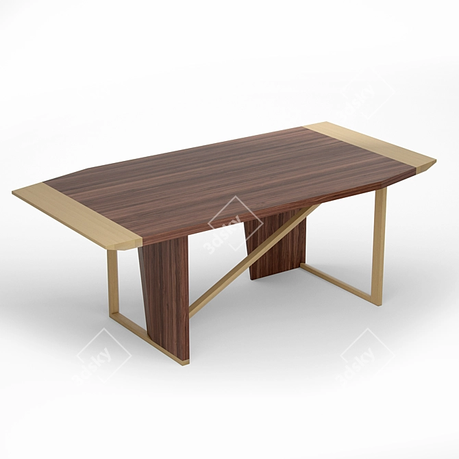 Solid Wood Dining Table OM 3D model image 2