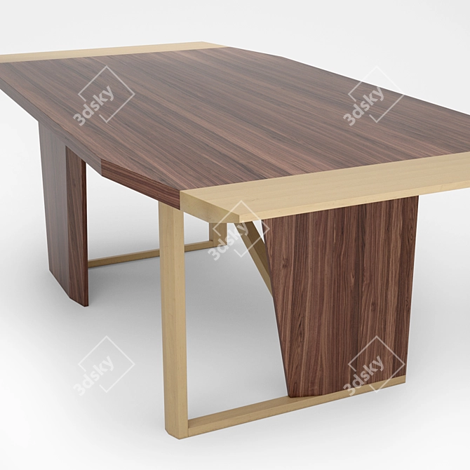 Solid Wood Dining Table OM 3D model image 3