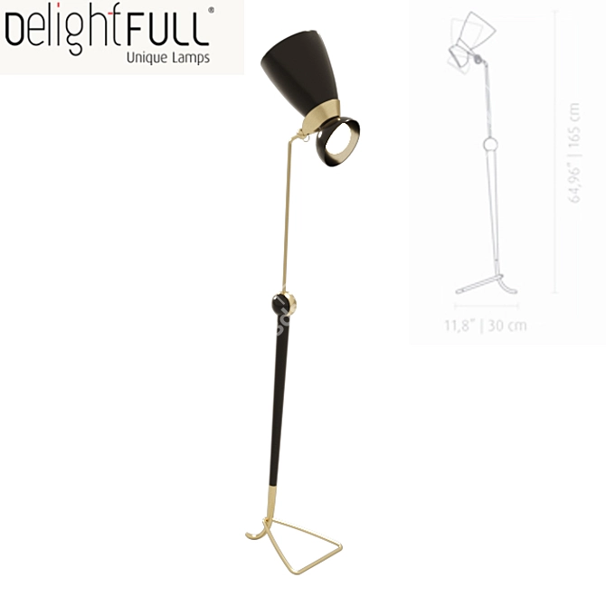 Russian AMY Floor Lamp: 59" Height, 11.8" Width, 15.7" Length 3D model image 1