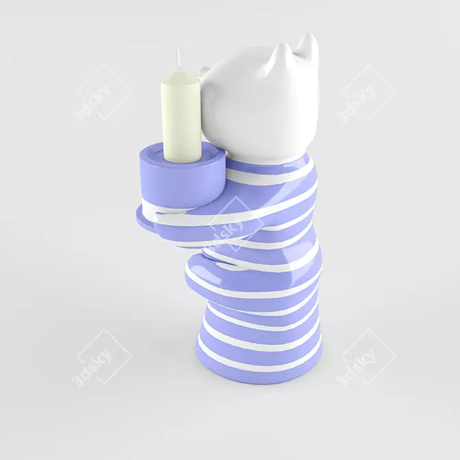  Porcelain Pig Candle Holder 3D model image 2