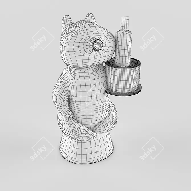  Porcelain Pig Candle Holder 3D model image 3