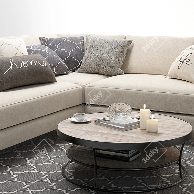 Pottery Barn Jake Sectional Sofa 3D model image 3