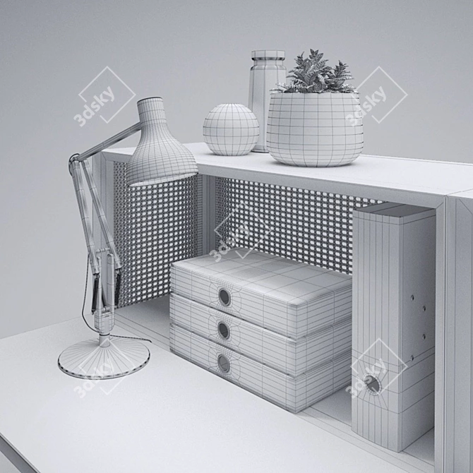 Modern Mesh Shelving System 3D model image 3