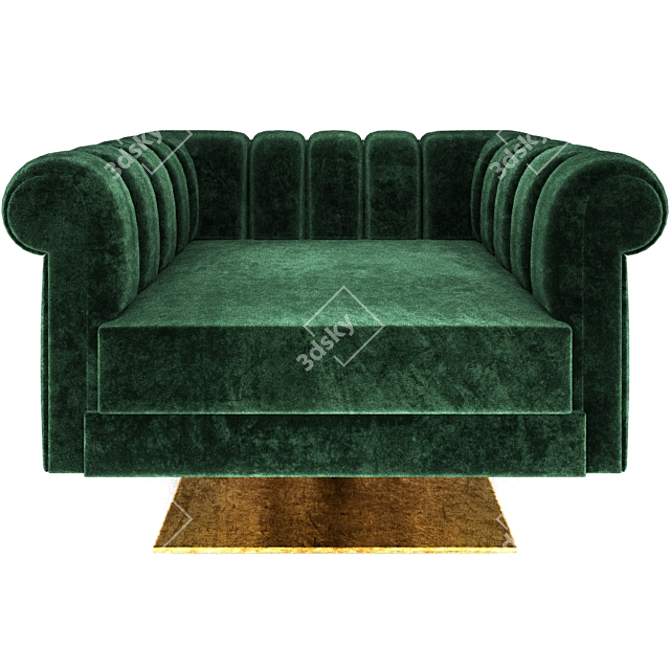 Luxurious Velvet Armchair 3D model image 2