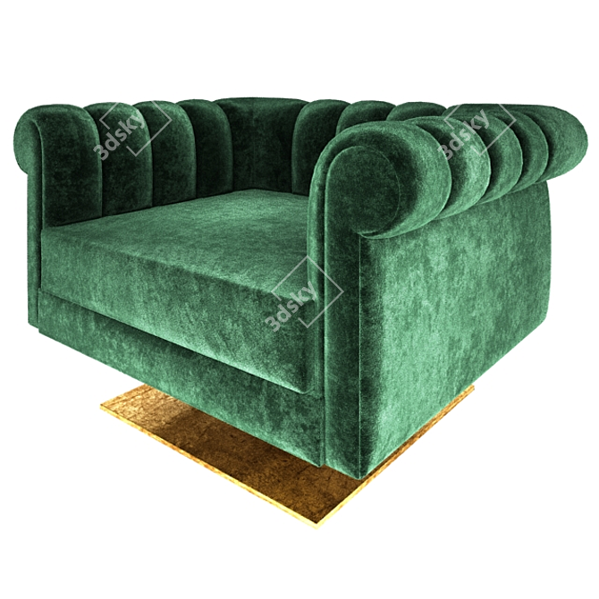 Luxurious Velvet Armchair 3D model image 3