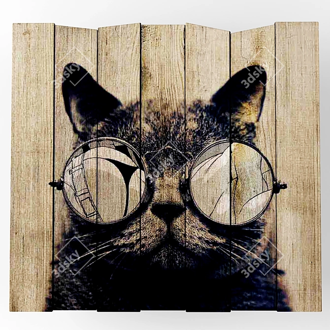 Whimsical Cat Wall Art 3D model image 1