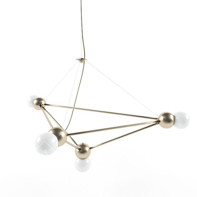 Geometric Brass Chandelier: Handcrafted Elegance 3D model image 1