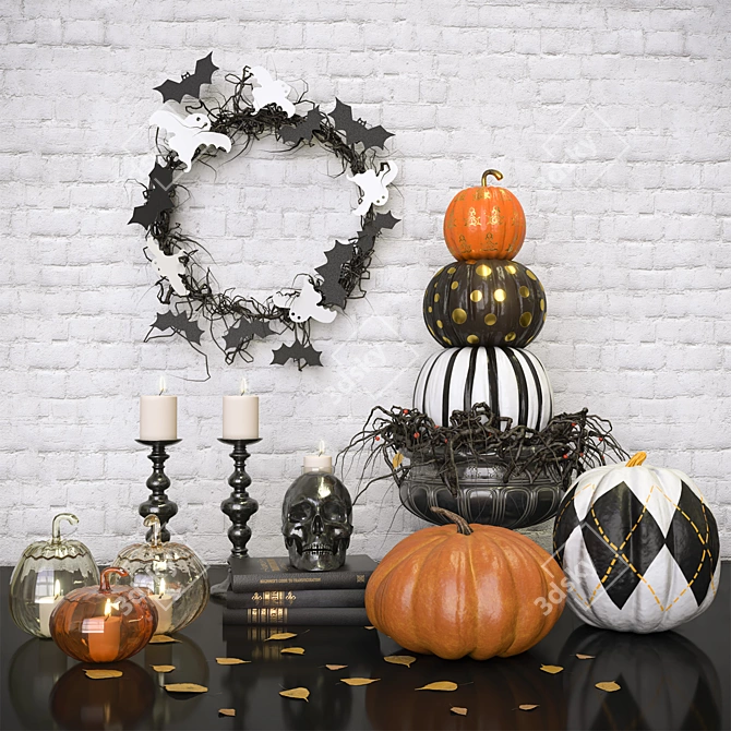 Haunted Halloween Scene Decor Set 3D model image 1