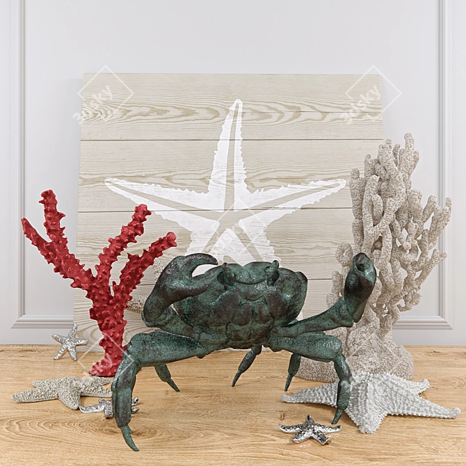 Bronze Crab Sculpture: Exquisite Oceanic Decor 3D model image 1