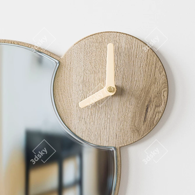 Elegant Mirror Clock 3D model image 3