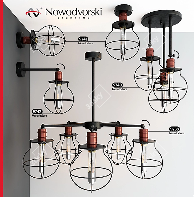 Modern Industrial Pendant Lights 3D model image 1