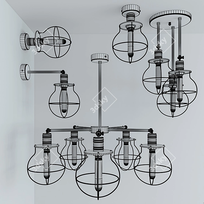 Modern Industrial Pendant Lights 3D model image 2