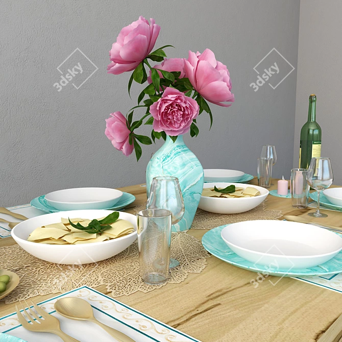 Elegant Tableware Set 3D model image 2