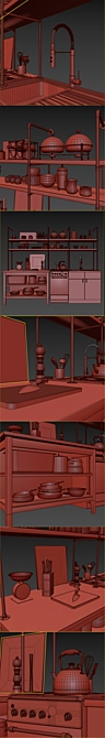 Urban Loft Kitchen Set 3D model image 3