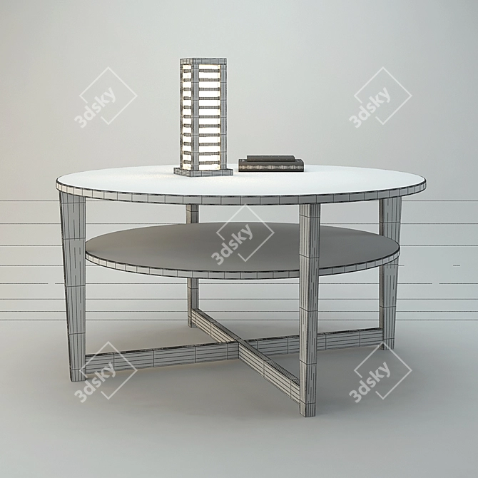 Versatile VEJMON Coffee Table with Bookshelf 3D model image 2