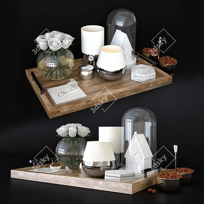 Elegant Coffee Table Décor Set 3D model image 1