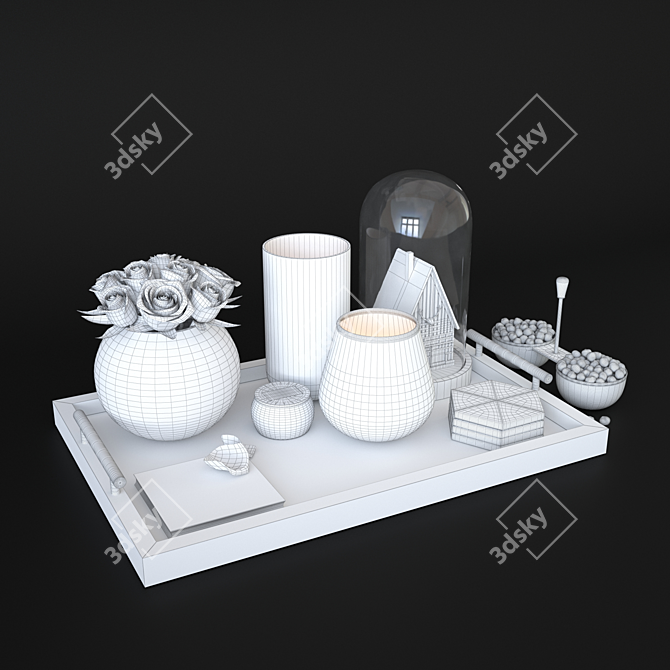 Elegant Coffee Table Décor Set 3D model image 3