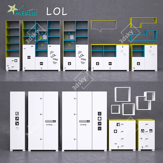 Youth Emoji Furniture Set 3D model image 1