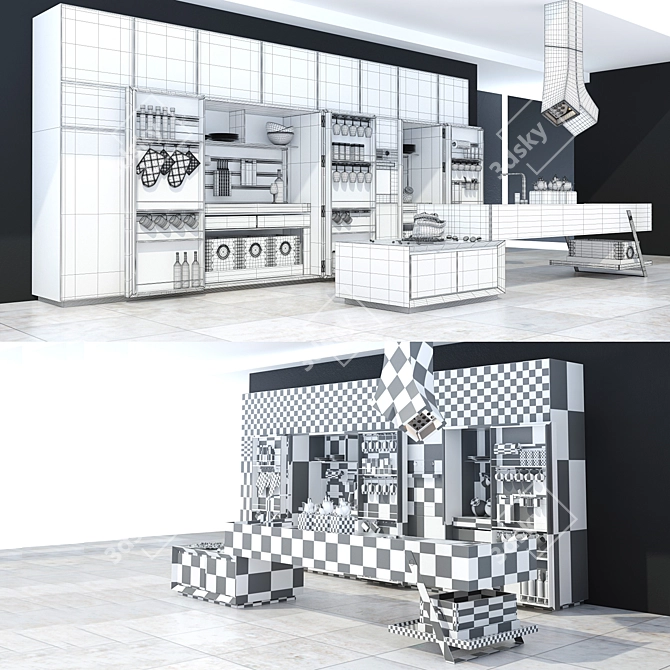 Sleek Elica YE Kitchen Extractor 3D model image 3