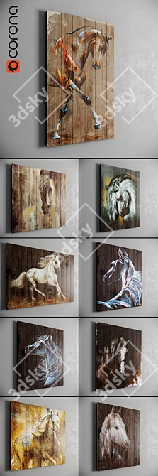 9-Piece Artwork Set: Low-Poly 3D Paintings 3D model image 2