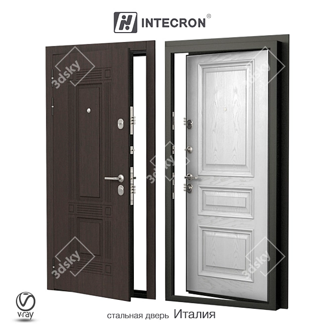 Italian Style Steel Door 3D model image 1