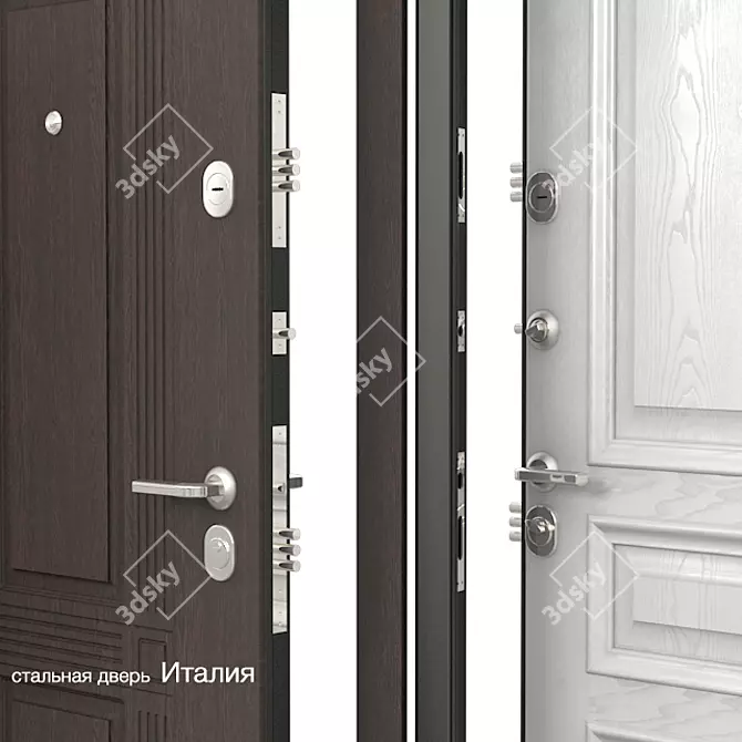 Italian Style Steel Door 3D model image 2