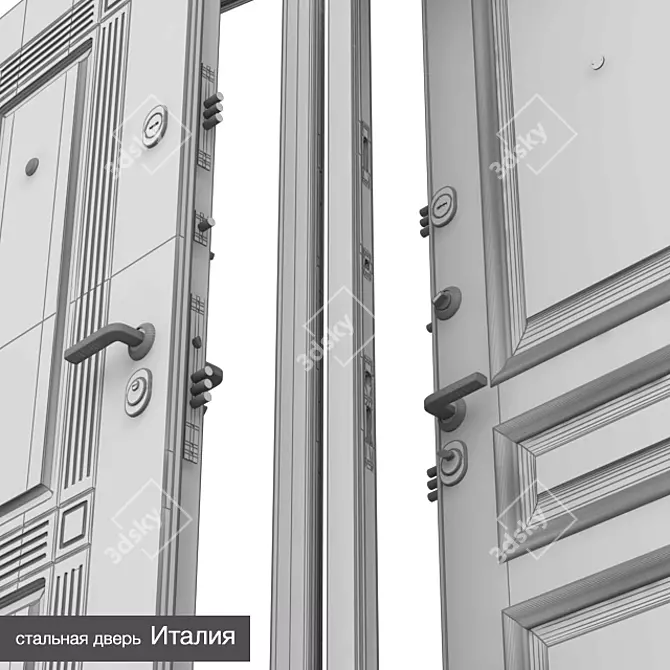 Italian Style Steel Door 3D model image 3